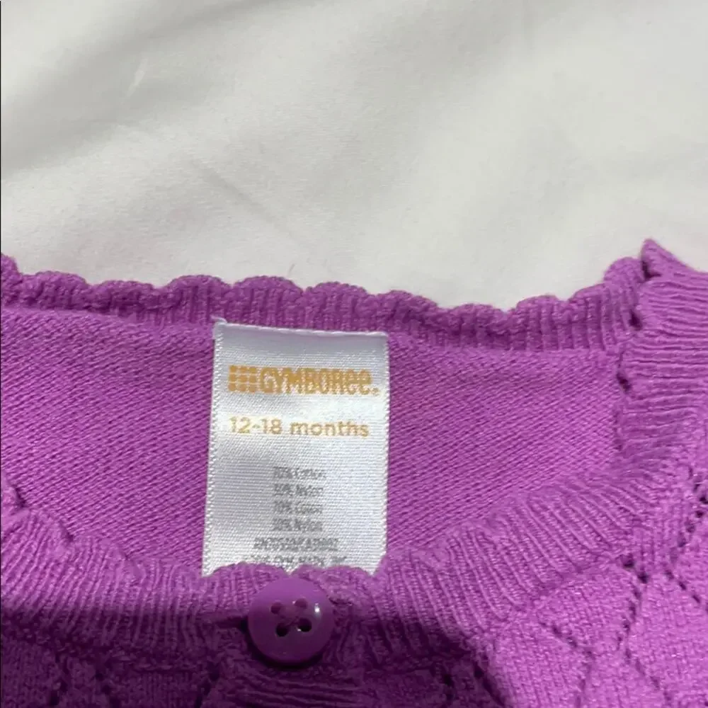 Gymboree 12-18m lavender cardigan worn once